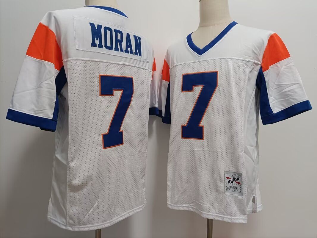 Men The Blue Mountain State Movie #7 Moran white 2024 Nike NCAA jersey